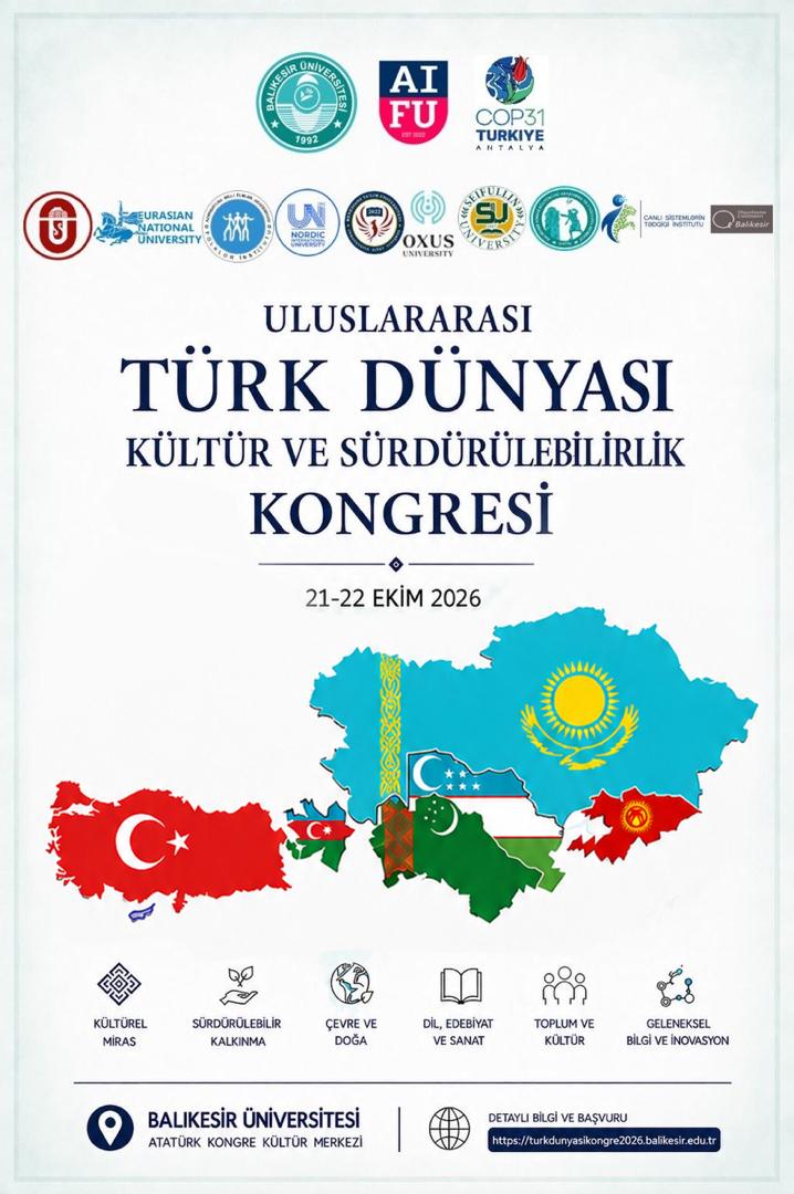 I. Uluslararası Türk Dünyası Kültür ve Sürdürülebilirlik Kongresi Afişi